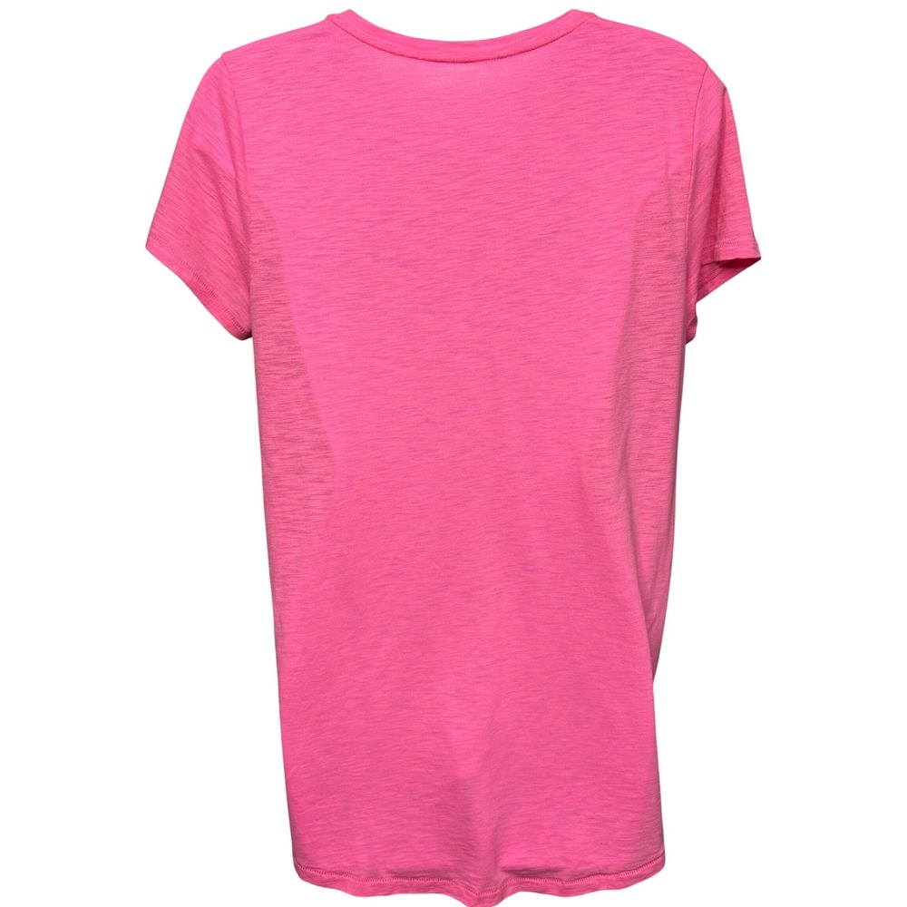 LILLY PULITZER Womens Pink V-Neck Slub Knit Short Sleeve T-Shirt M Lightweight - Picture 3 of 10